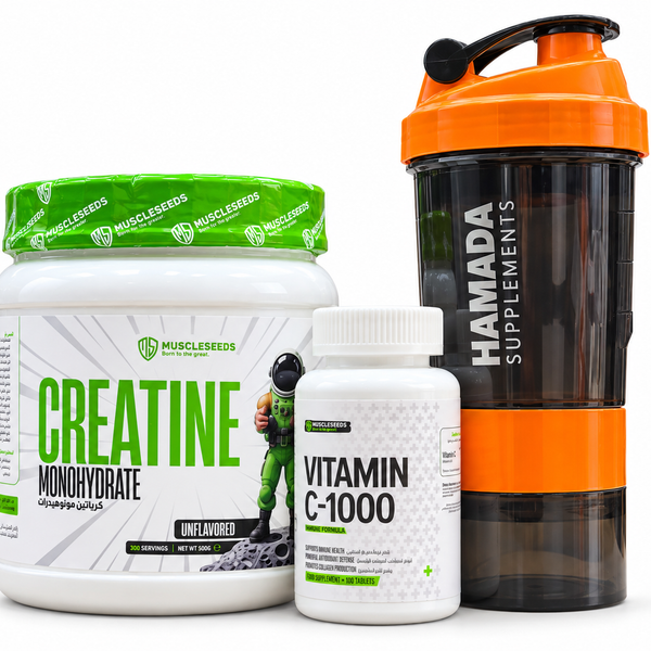 MuscleSeeds Creatine + Vitamin C 1000 + Shaker Bundle
