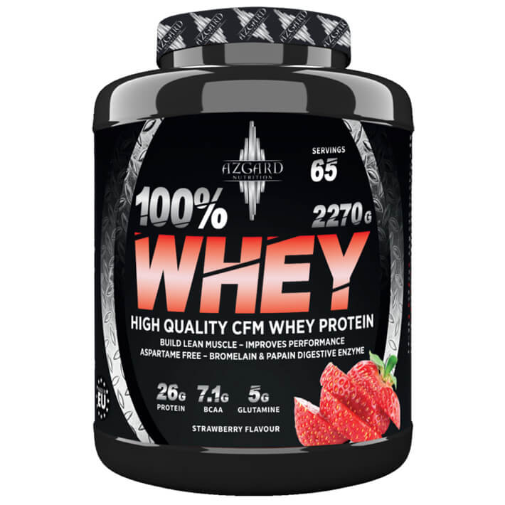 Azgard Nutrition 100% Whey High Quality CFM Whey Protein-65Serv.-2270G.-Strawberry