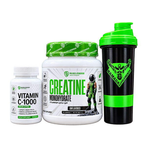 MuscleSeeds Creatine + Vitamin C + Shaker Bundle