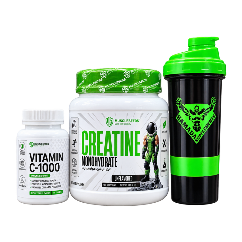 MuscleSeeds Creatine + Vitamin C + Shaker Bundle