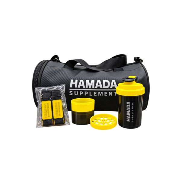 Hamada Supplements Bag + Shaker + Wrist Straps