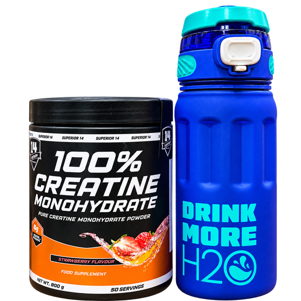 Superior 14 100% Creatine Monohydrate + Water Bottle Bundle