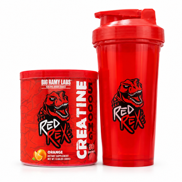 Red Rex Creatine 5000mg – Orange Flavor + Red Rex Shaker Bundle