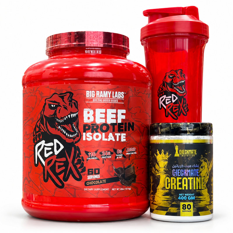 RED REX Beef Protein Isolate + Checkmate Creatine + Red Rex Shaker Bundle
