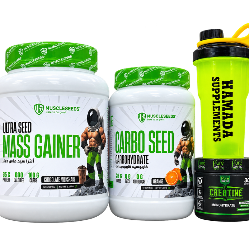 MuscleSeeds Mass & Carb Gain + Creatine & Hamada Shaker Bundle