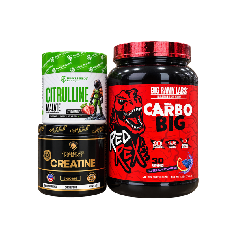REDREX Carbo Big + MuscleSeeds Citrulline Malate & Challenger Creatine Bundle