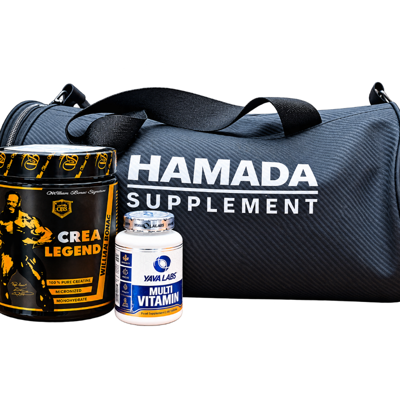 Bundle William Bonac Creatine 500g_Yava Labs Multivitamin _  Gym Bag